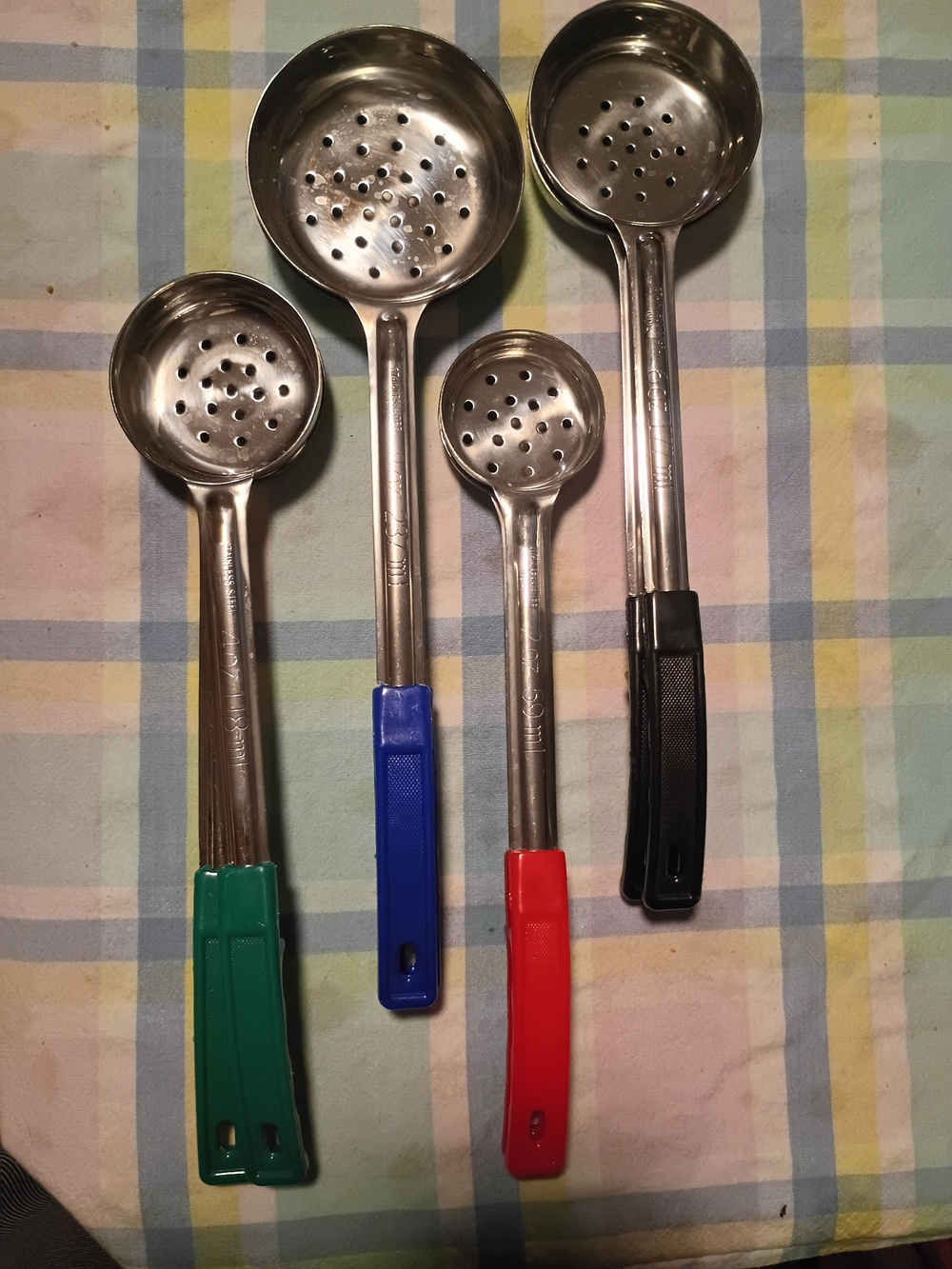 Slotted Soup Ladle with Colored Handle - Set of 8